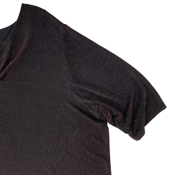 Catherines Top 3XP Black Red Tinsel Holiday Formal Party Shimmer Sparkle Date - Picture 4 of 16